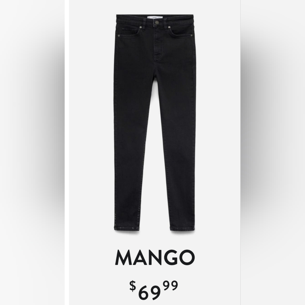 NWT MNG Mango Anne High Ruse Skinny In Black Size US 6